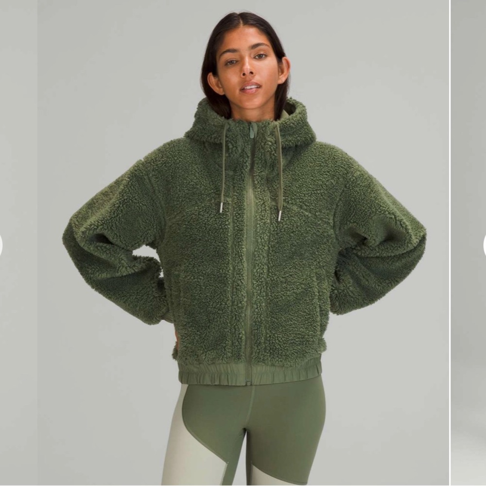 Lululemon Reversible Fleece Jacket Dark Olive Green Size 2